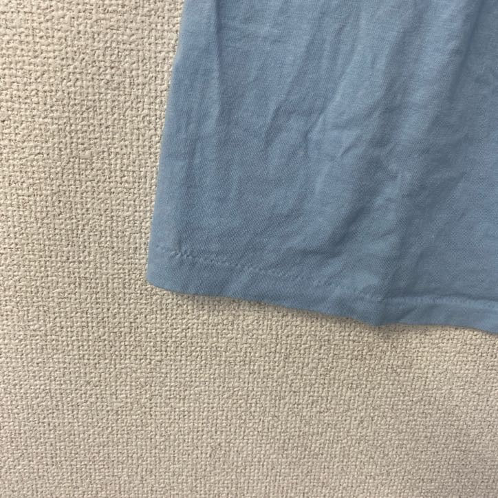 古着 used　90s　半袖プリントTシャツ　USA製　コットン100%　シングルステッチ　花　蝶　水色　ライトブルー　Lサイズ