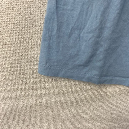 古着 used　90s　半袖プリントTシャツ　USA製　コットン100%　シングルステッチ　花　蝶　水色　ライトブルー　Lサイズ