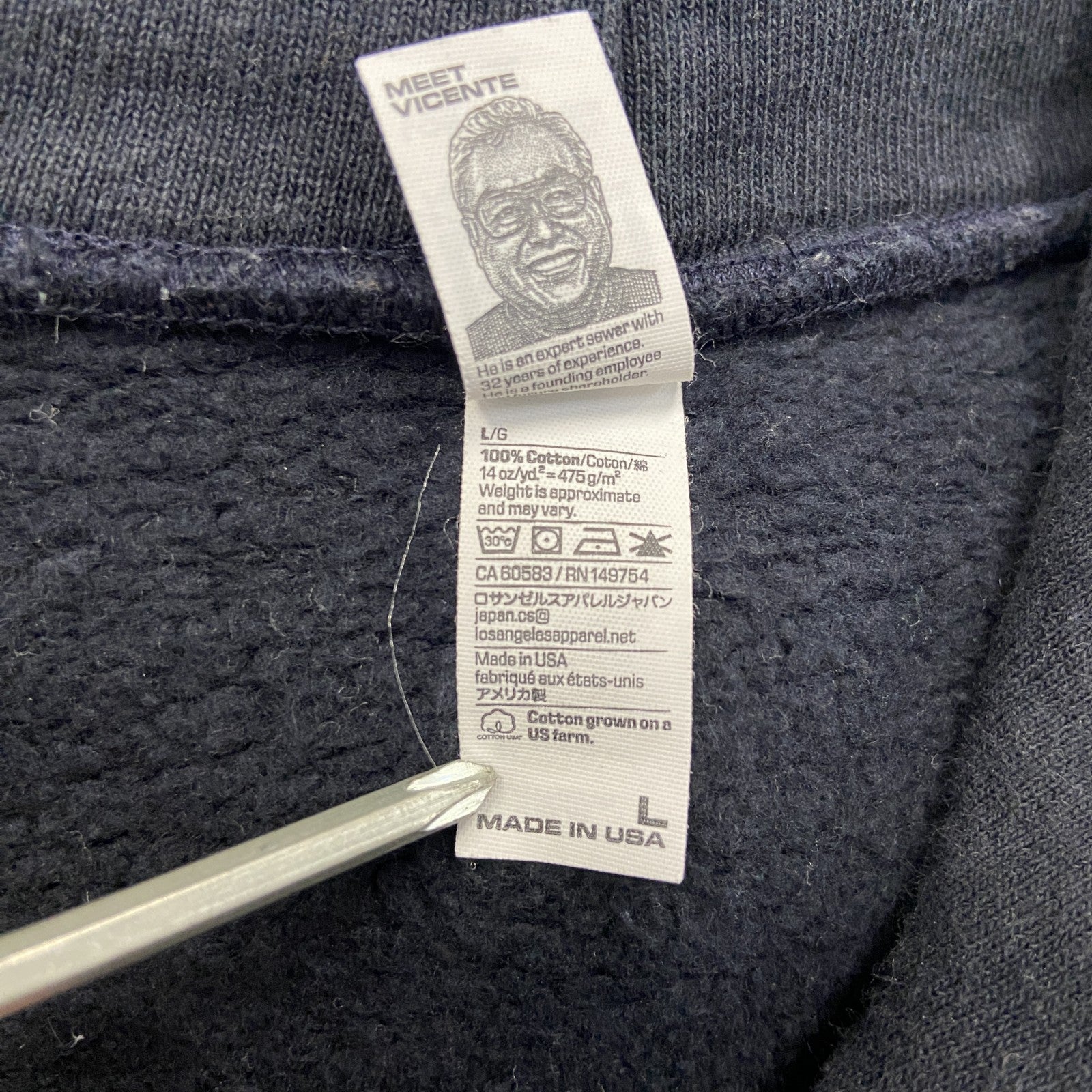LOS ANGELES APPAREL　ロサンゼルスアパレル　スウェットパーカー/フーディー　黒　ブラック　Lサイズ