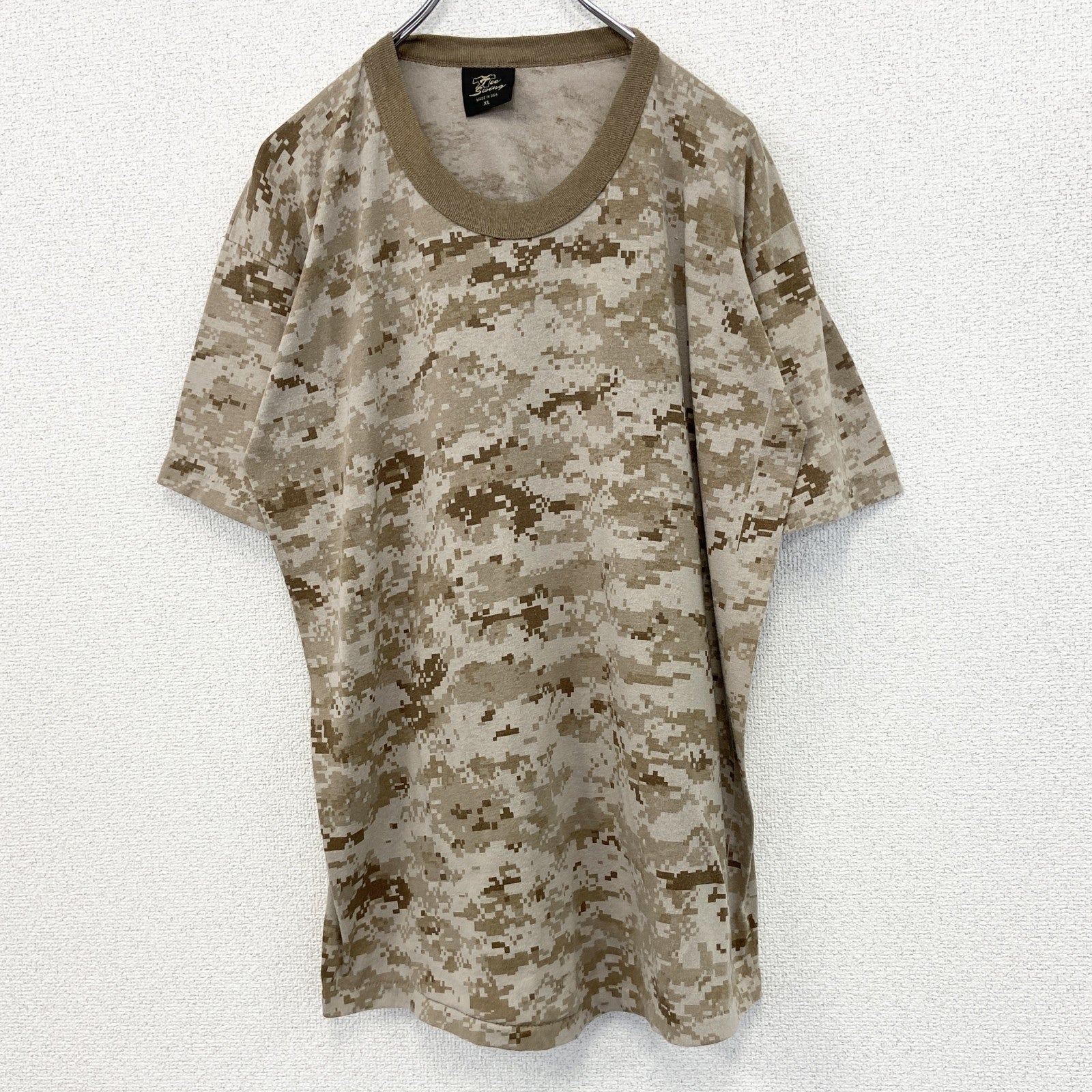 古着 used　Tee Swing　半袖総柄プリントTシャツ　カモ柄　シングルステッチ　80s　クルーネック　レトロ　XLサイズ
