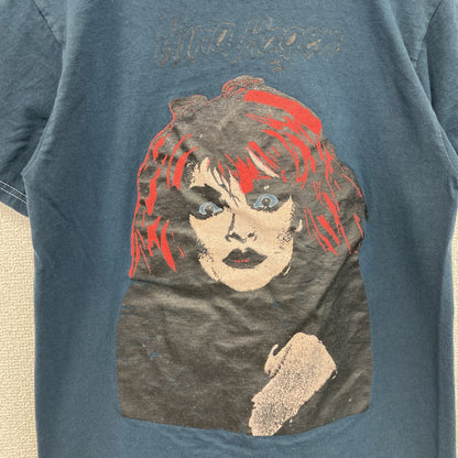 古着 used　半袖プリントTシャツ　ニーナ・ハーゲン　パンク　レトロデザイン　クルーネック　ブルー　青　Ｓサイズ