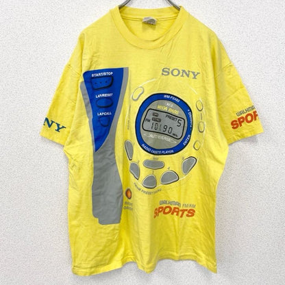 古着 used　90s　SONY　ソニー　半袖プリントTシャツ　USA製　ウォークマン　シングルステッチ　黄　イエロー　XLサイズ