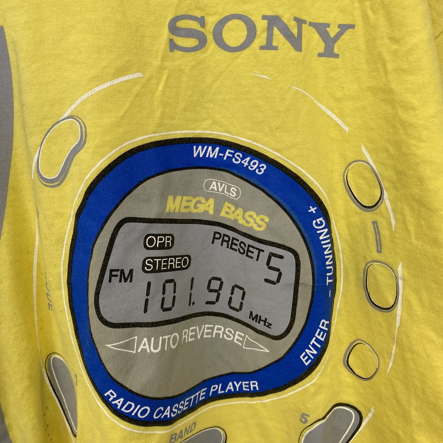 古着 used　90s　SONY　ソニー　半袖プリントTシャツ　USA製　ウォークマン　シングルステッチ　黄　イエロー　XLサイズ