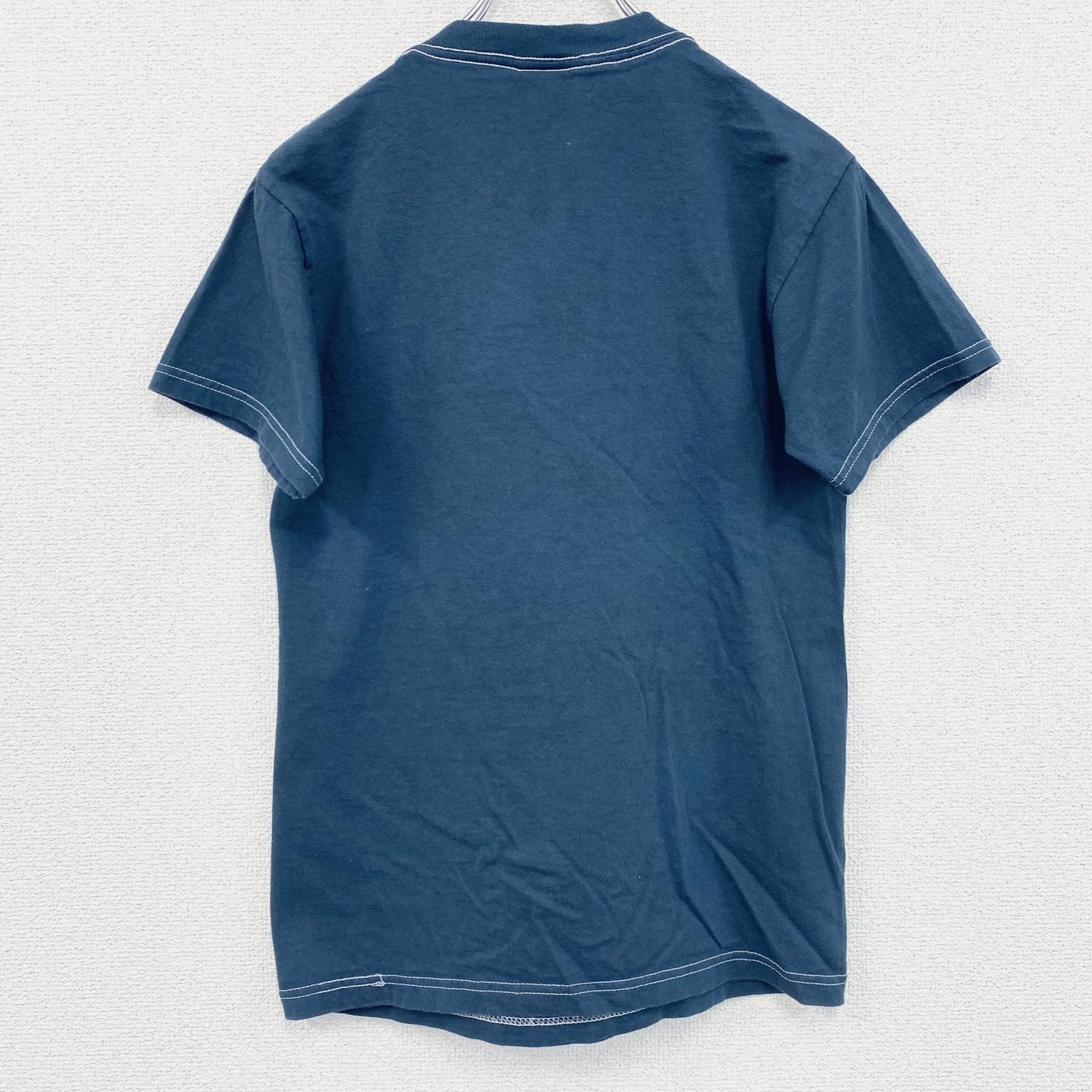 古着 used　半袖プリントTシャツ　ニーナ・ハーゲン　パンク　レトロデザイン　クルーネック　ブルー　青　Ｓサイズ