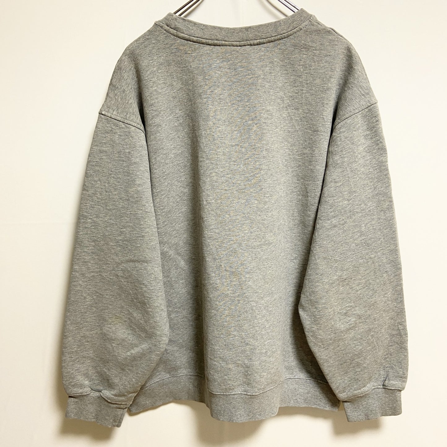 古着 used　Reebok リーボック　長袖ワンポイントロゴ刺繍スウェット　トレーナー　オーバーサイズ　グレー　XXLサイズ