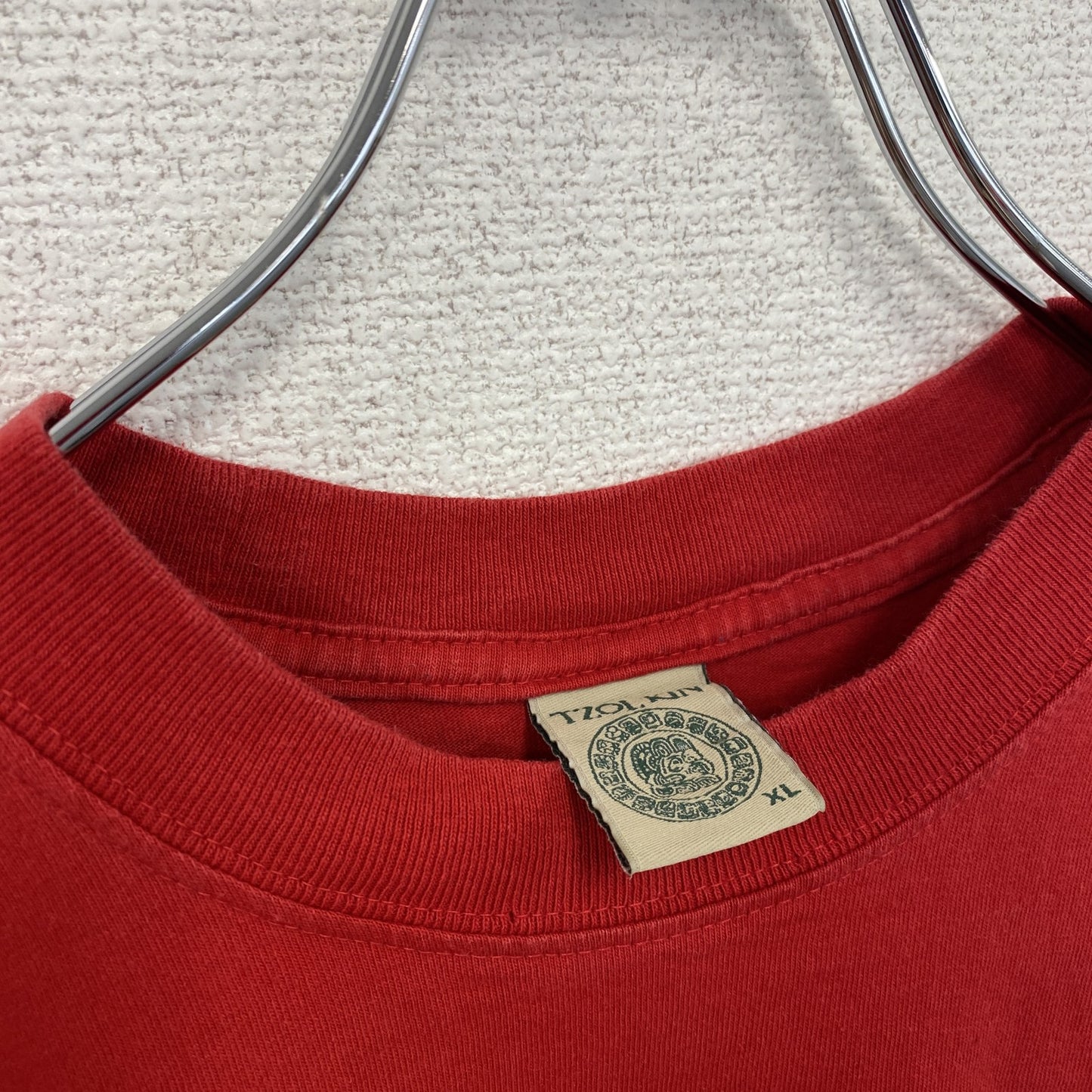 古着 used　TZOLKIN　半袖プリントTシャツ　ZOTZ　バックプリント　レトロ　クルーネック　赤　レッド　XLサイズ