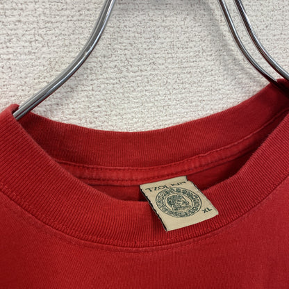 古着 used　TZOLKIN　半袖プリントTシャツ　ZOTZ　バックプリント　レトロ　クルーネック　赤　レッド　XLサイズ