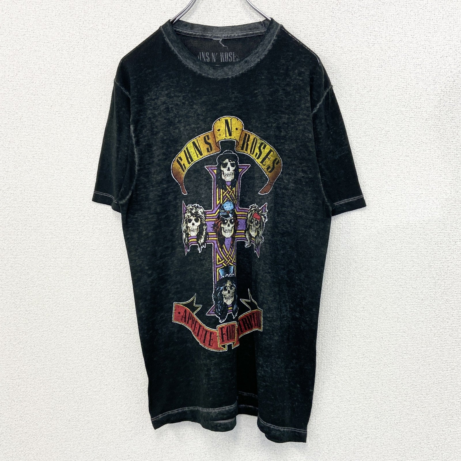 古着 used　GUNS N ROSES ガンズ アンド ローゼズ　半袖バンドプリントTシャツ　灰色　クルーネック　Mサイズ