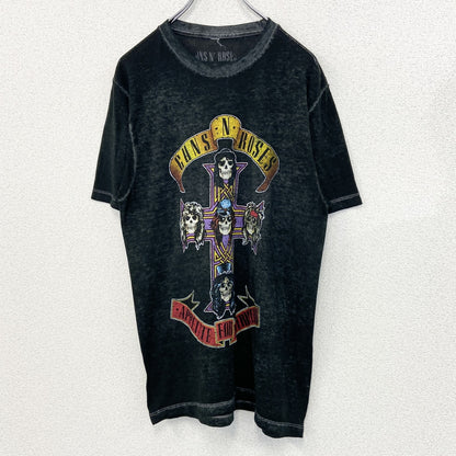 古着 used　GUNS N ROSES ガンズ アンド ローゼズ　半袖バンドプリントTシャツ　灰色　クルーネック　Mサイズ