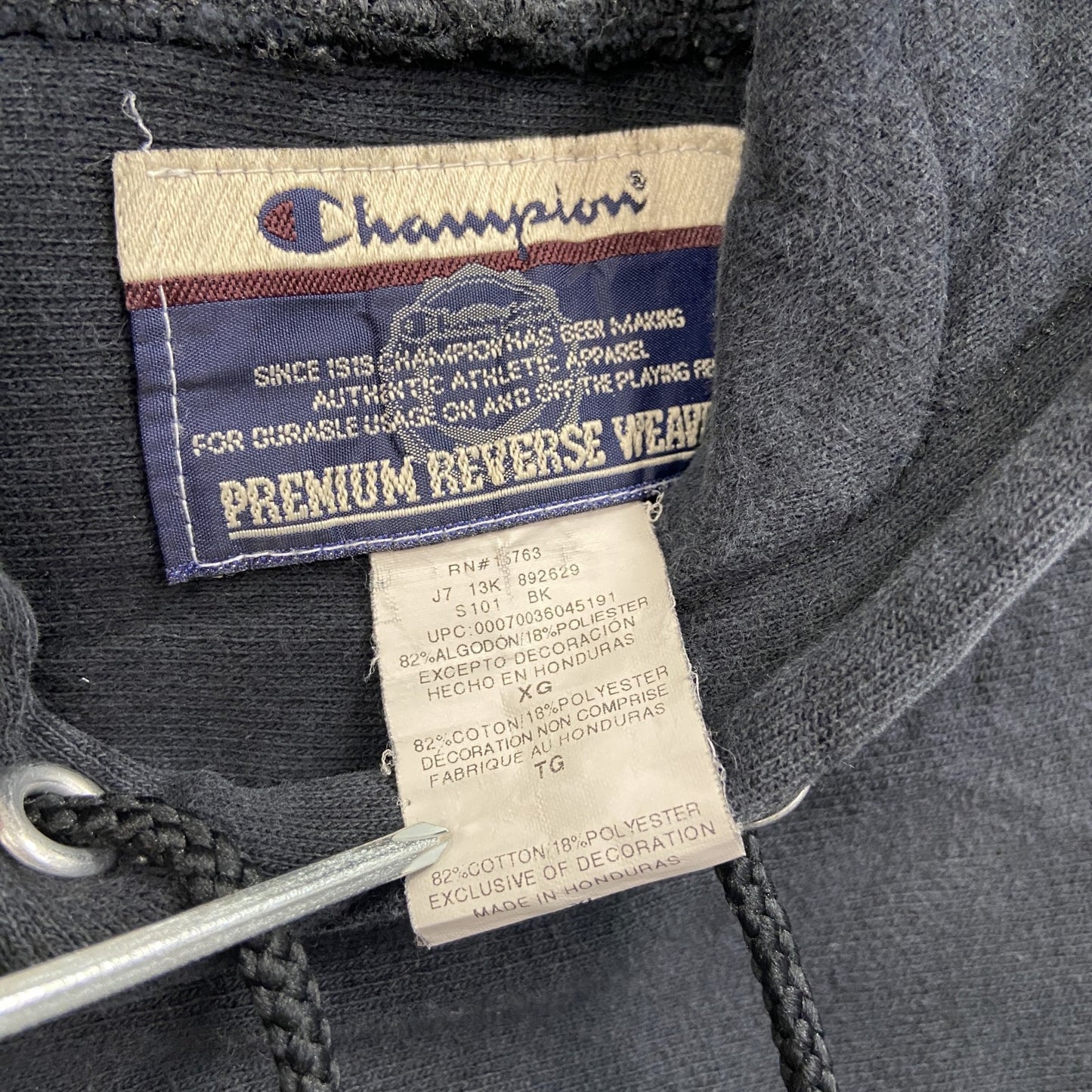 00s　Champion　チャンピオン　プレミアムリバースウィーブ　スウェットパーカー/フーディー　ブラック　XLサイズ