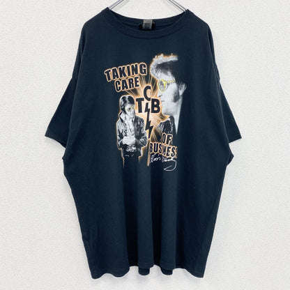 古着 used　グレイスランド　半袖ビッグプリントTシャツ　Elvis　ロック　レトロ　クルーネック　黒　ブラック　XXXLサイズ