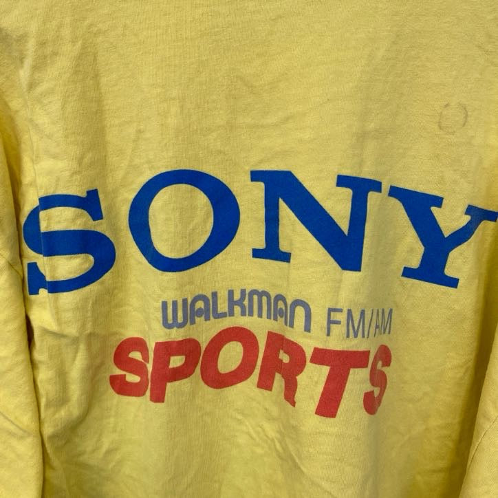 古着 used　90s　SONY　ソニー　半袖プリントTシャツ　USA製　ウォークマン　シングルステッチ　黄　イエロー　XLサイズ