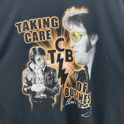 古着 used　グレイスランド　半袖ビッグプリントTシャツ　Elvis　ロック　レトロ　クルーネック　黒　ブラック　XXXLサイズ