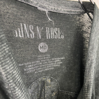 古着 used　GUNS N ROSES ガンズ アンド ローゼズ　半袖バンドプリントTシャツ　灰色　クルーネック　Mサイズ