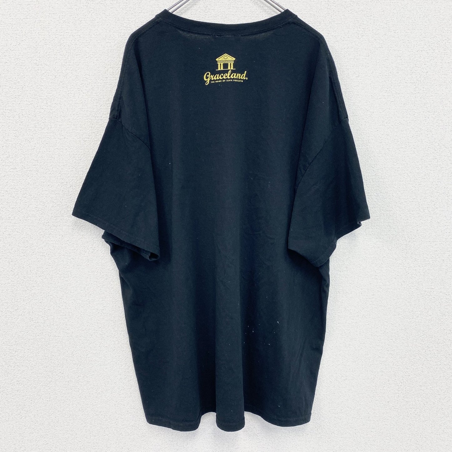 古着 used　グレイスランド　半袖ビッグプリントTシャツ　Elvis　ロック　レトロ　クルーネック　黒　ブラック　XXXLサイズ