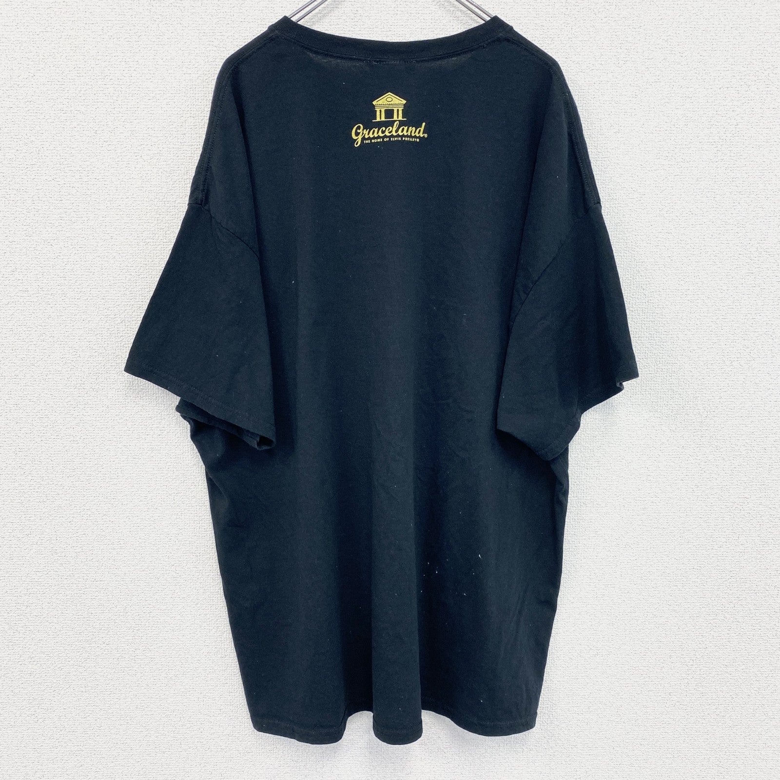 古着 used　グレイスランド　半袖ビッグプリントTシャツ　Elvis　ロック　レトロ　クルーネック　黒　ブラック　XXXLサイズ