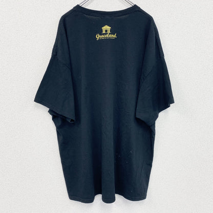 古着 used　グレイスランド　半袖ビッグプリントTシャツ　Elvis　ロック　レトロ　クルーネック　黒　ブラック　XXXLサイズ