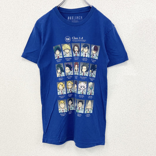 古着 used　BOXLUNCH　半袖オリジナルアニメプリントTシャツ　僕のヒーローアカデミア　青　クルーネック　XSサイズ