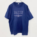 古着 used　90s　半袖プリントTシャツ　刺繍　ステッチ　シングルステッチ　シンプル　紺　ネイビー　XLサイズ