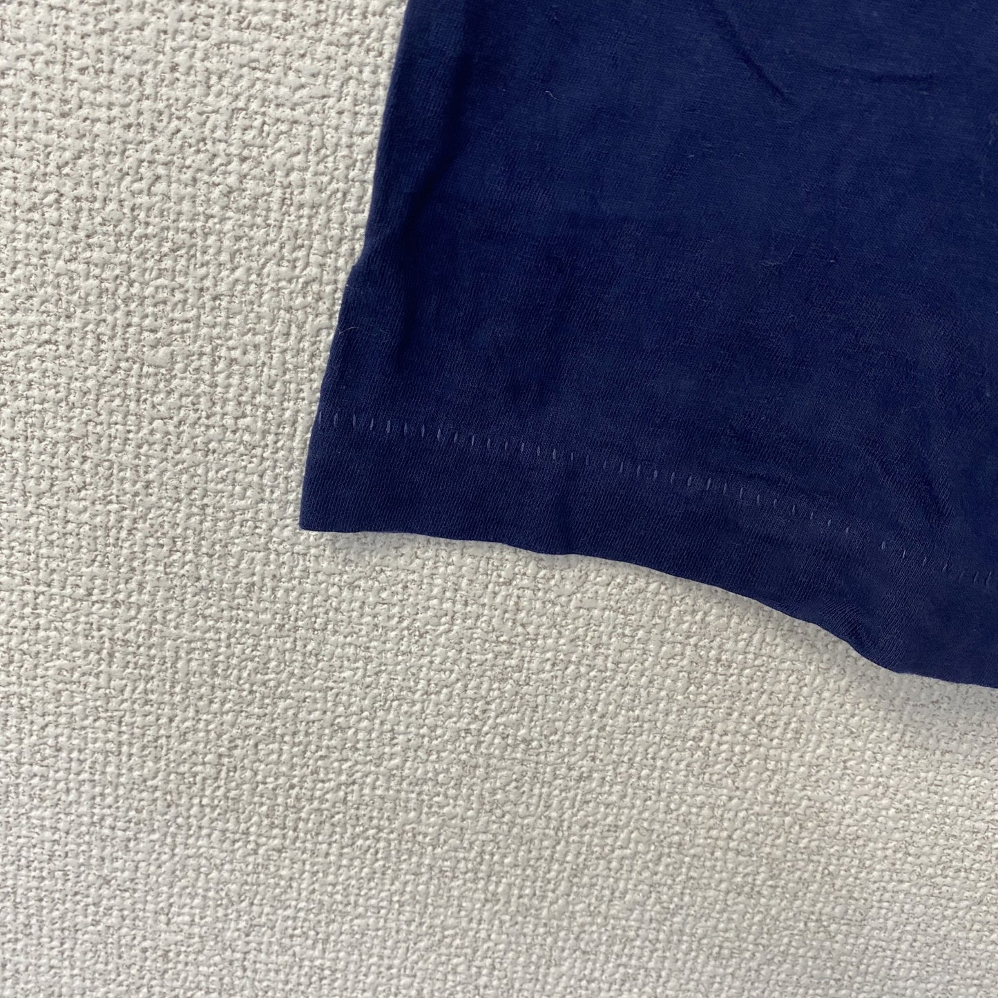 古着 used　90s　半袖プリントTシャツ　刺繍　ステッチ　シングルステッチ　シンプル　紺　ネイビー　XLサイズ