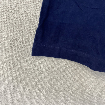 古着 used　90s　半袖プリントTシャツ　刺繍　ステッチ　シングルステッチ　シンプル　紺　ネイビー　XLサイズ
