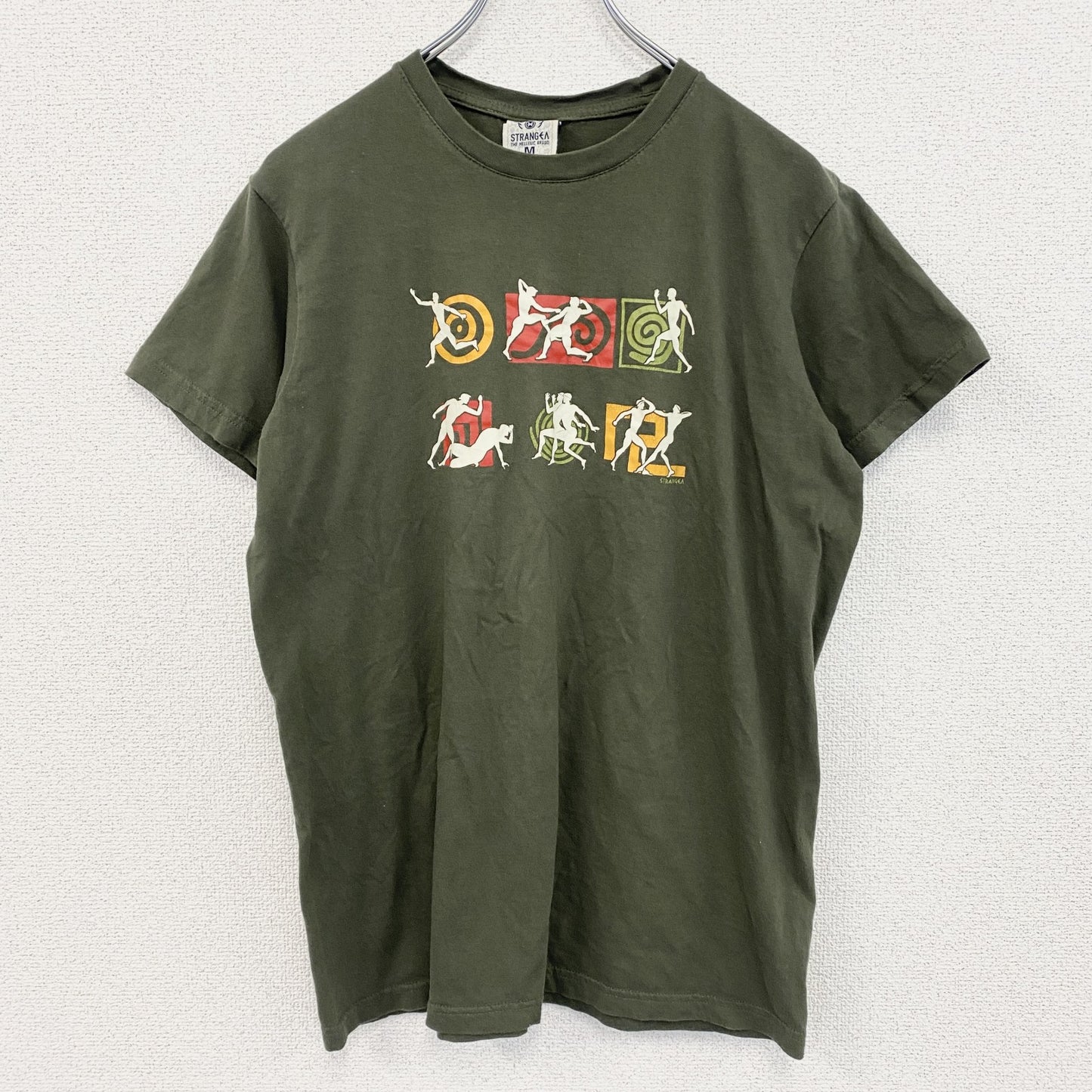 STRANGEA THE HELLENIC BRAND　半袖プリントTシャツ　スポーツ　カーキ　クルーネック　Mサイズ
