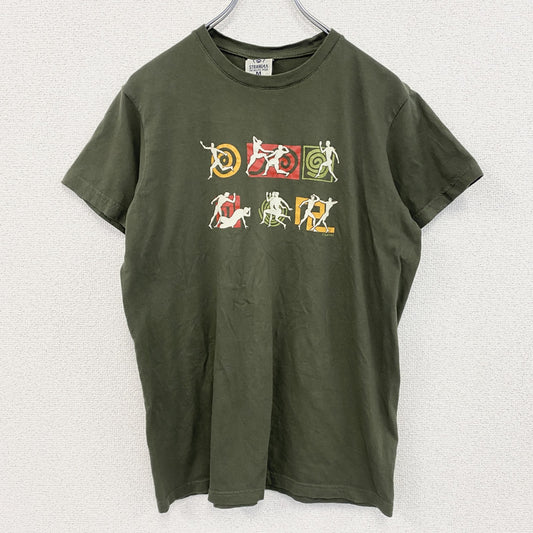 STRANGEA THE HELLENIC BRAND　半袖プリントTシャツ　スポーツ　カーキ　クルーネック　Mサイズ