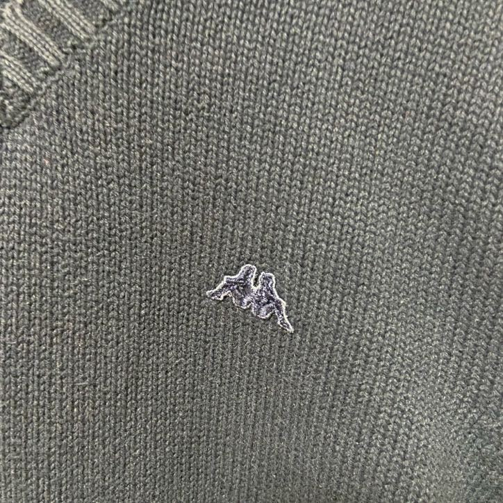 KAPPA　カッパ　Vネックニットベスト　ワンポイント　刺繍ロゴ　紺　ネイビー　Lサイズ