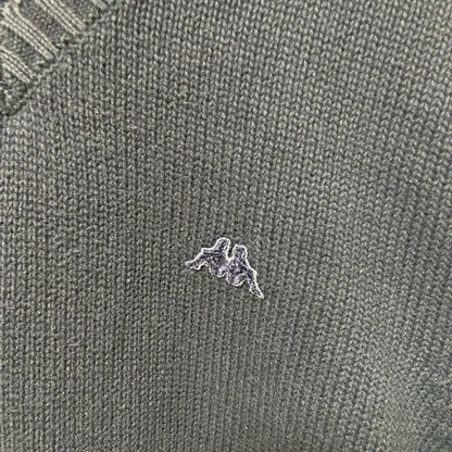 KAPPA　カッパ　Vネックニットベスト　ワンポイント　刺繍ロゴ　紺　ネイビー　Lサイズ