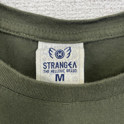 STRANGEA THE HELLENIC BRAND　半袖プリントTシャツ　スポーツ　カーキ　クルーネック　Mサイズ