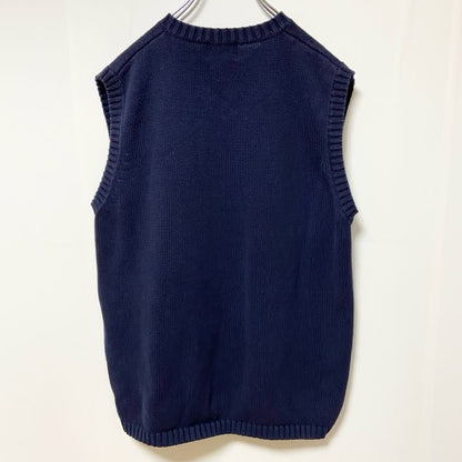 KAPPA　カッパ　Vネックニットベスト　ワンポイント　刺繍ロゴ　紺　ネイビー　Lサイズ