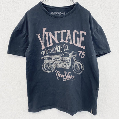 VINTAGE CLTH　半袖プリントTシャツ　vintage motorcycle　バイク　英字プリント　黒　ブラック　Mサイズ