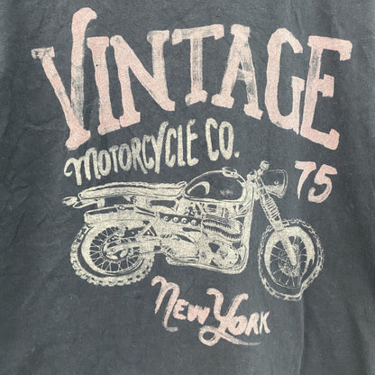 VINTAGE CLTH　半袖プリントTシャツ　vintage motorcycle　バイク　英字プリント　黒　ブラック　Mサイズ