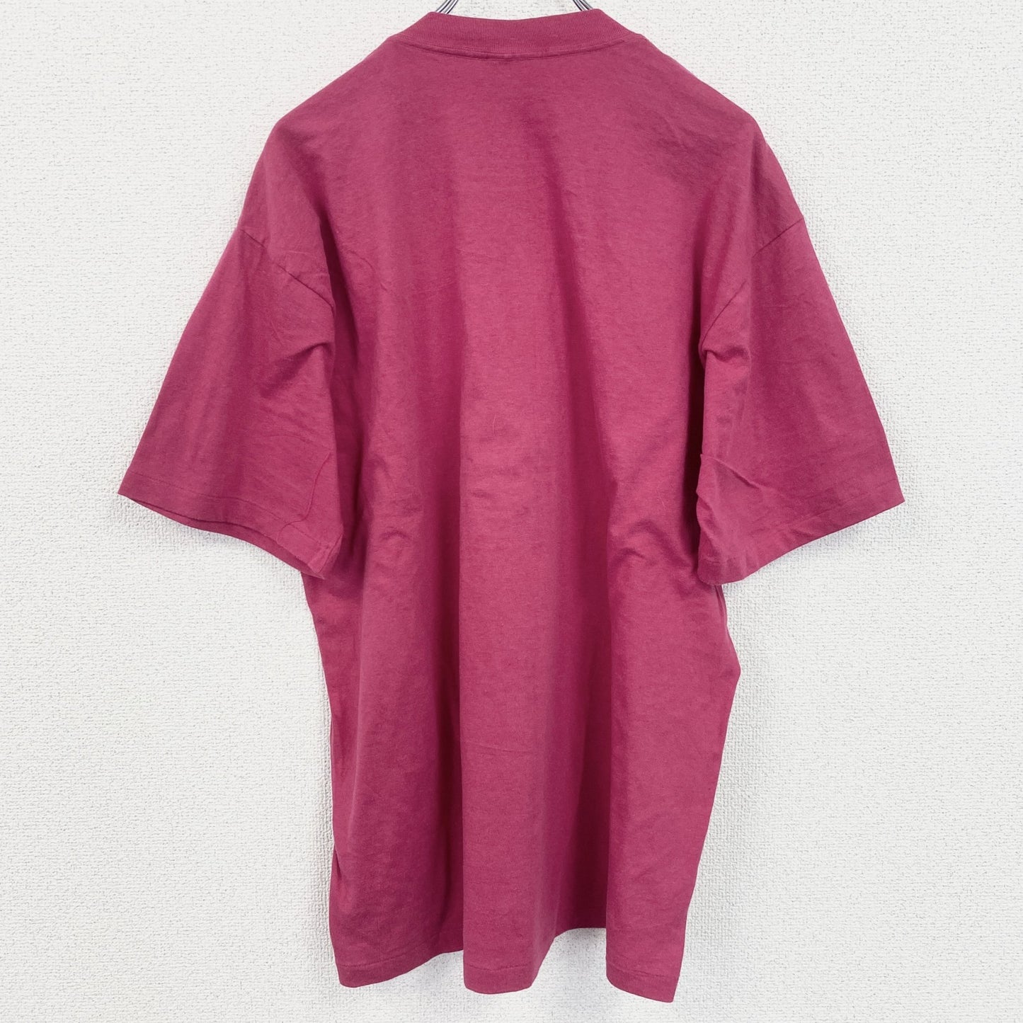 古着 used　90s　半袖プリントTシャツ　シングルステッチ　ヴィンテージ　クルーネック　レトロデザイン　ピンク