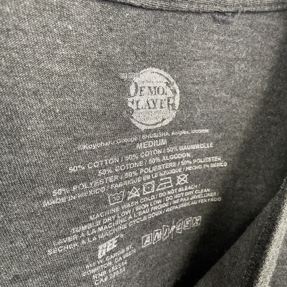 古着 used　DEMON SLAYER　半袖アニメプリントTシャツ　鬼滅の刃　カジュアル　グレー　クルーネック　Mサイズ