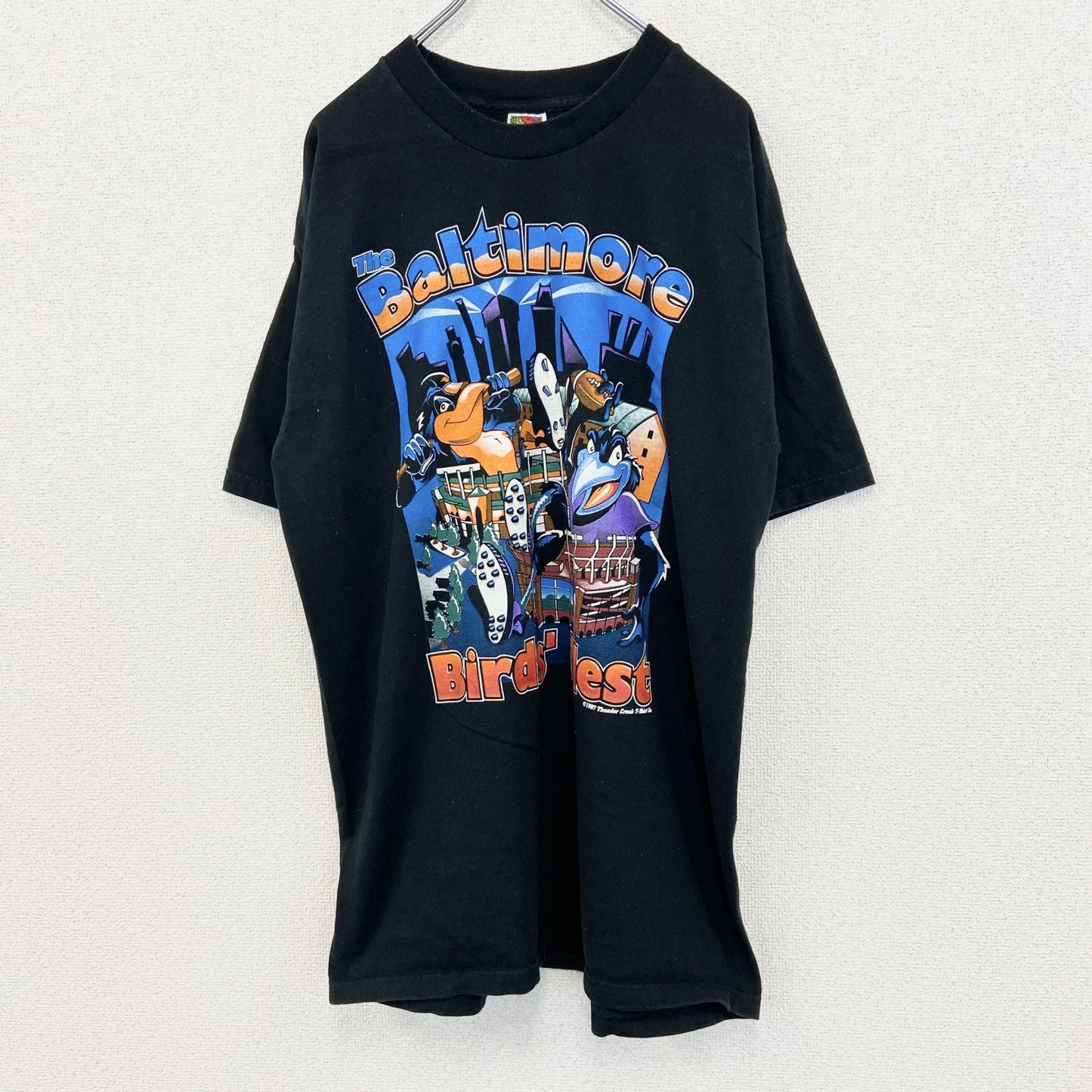 古着 used　FRUIT OF THE LOOM　半袖プリントTシャツ　ボルチモア　90s　黒　クルーネック　XLサイズ