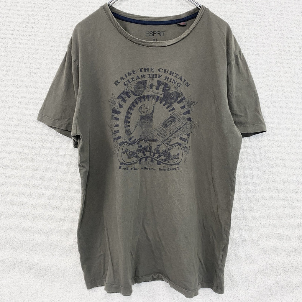古着 used　半袖プリントTシャツ　オスカー　OSCAR　チャコールグレー　クルーネック　レトロデザイン　XLサイズ