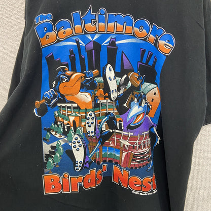 古着 used　FRUIT OF THE LOOM　半袖プリントTシャツ　ボルチモア　90s　黒　クルーネック　XLサイズ