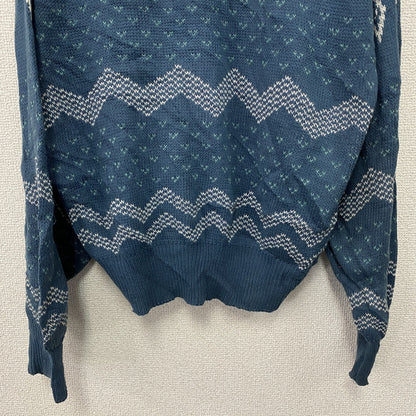 ～90s　oasis　ニットセーター　ヴィンテージ　青　ブルー　Sサイズ