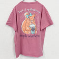 古着 used　Simply Southern　半袖アニマル柄プリントTシャツ　ワンポイント　ピンク　リス　レトロ　Ｌサイズ