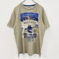 古着 used　半袖プリントTシャツ　カヌー　ボート　ローイング　ベージュ　クルーネック　レトロデザイン　Lサイズ