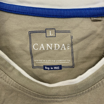 古着 used　半袖プリントTシャツ　カヌー　ボート　ローイング　ベージュ　クルーネック　レトロデザイン　Lサイズ