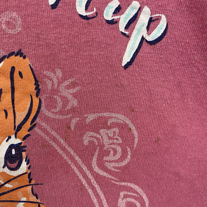 古着 used　Simply Southern　半袖アニマル柄プリントTシャツ　ワンポイント　ピンク　リス　レトロ　Ｌサイズ