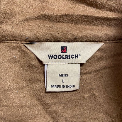 古着 used　WOOLRICH ウールリッチ　長袖ハーフジップスウェット　トレーナー　ワンポイント刺繡　カーキ　レトロ　Lサイズ