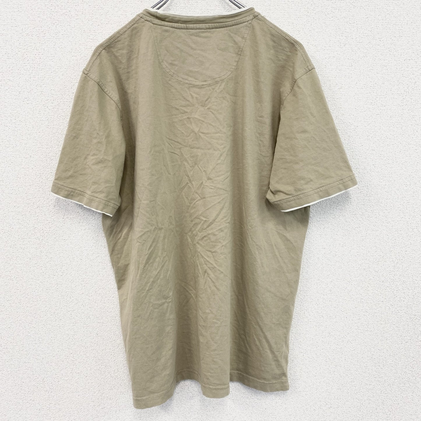 古着 used　半袖プリントTシャツ　カヌー　ボート　ローイング　ベージュ　クルーネック　レトロデザイン　Lサイズ
