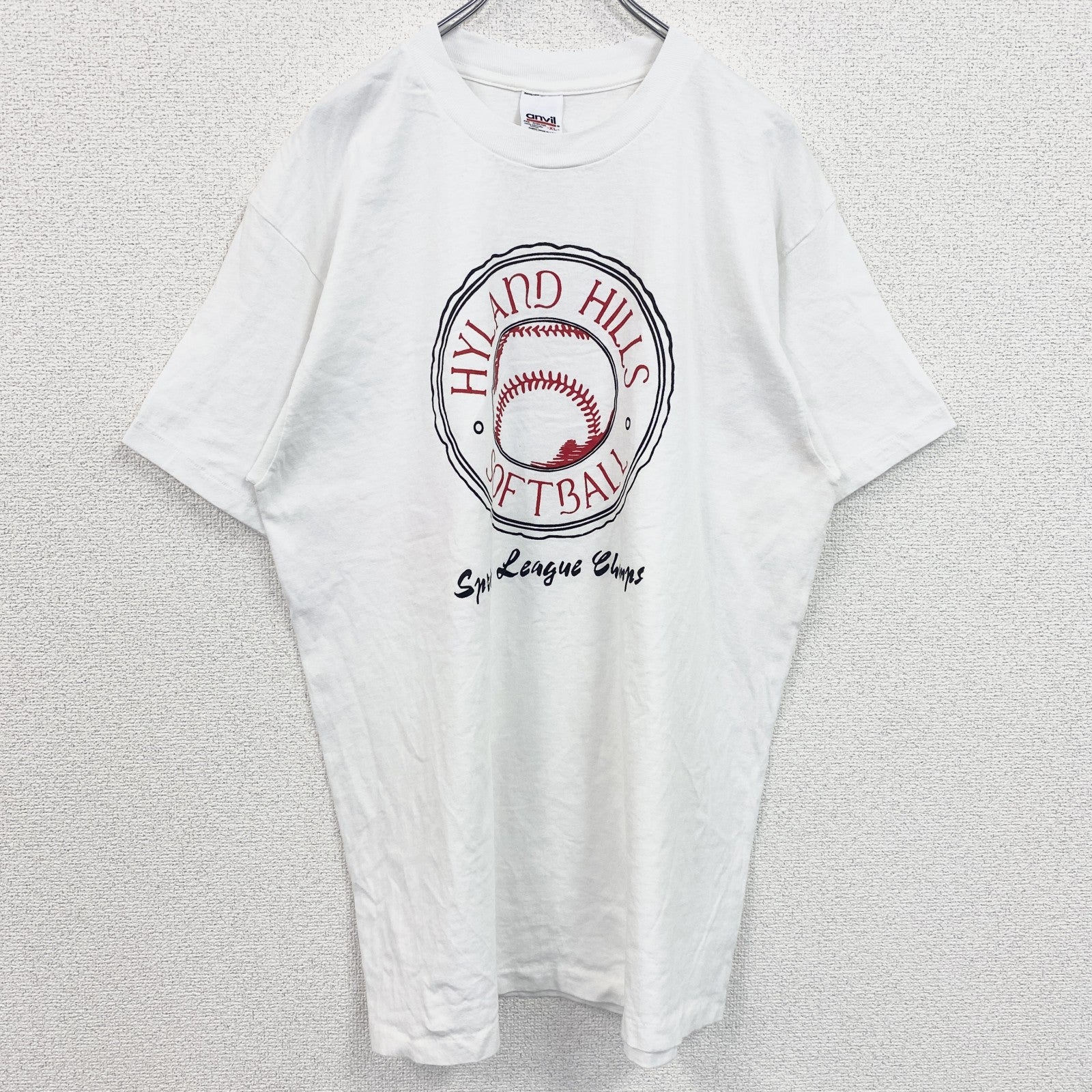 古着 used　Anvil　アンビル　半袖プリントTシャツ　ヴィンテージ　クルーネック　シングルステッチ　白　XLサイズ