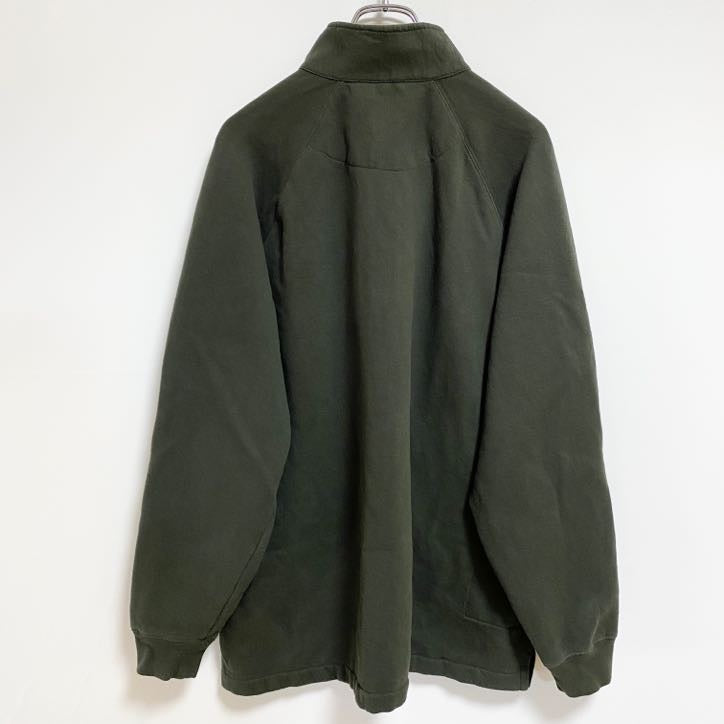 古着 used　WOOLRICH ウールリッチ　長袖ハーフジップスウェット　トレーナー　ワンポイント刺繡　カーキ　レトロ　Lサイズ