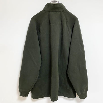 古着 used　WOOLRICH ウールリッチ　長袖ハーフジップスウェット　トレーナー　ワンポイント刺繡　カーキ　レトロ　Lサイズ