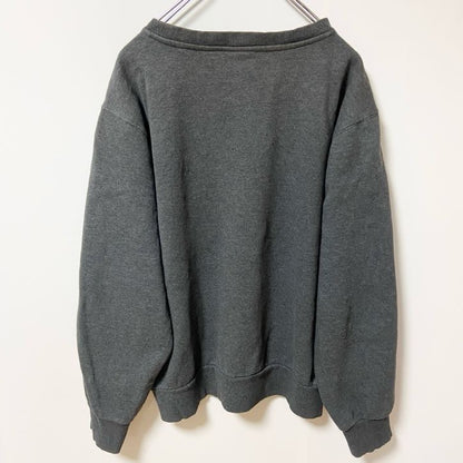 古着 used　ellesse エレッセ　長袖ワンポイントロゴスウェット　トレーナー　レトロデザイン　ダークグレー　Lサイズ
