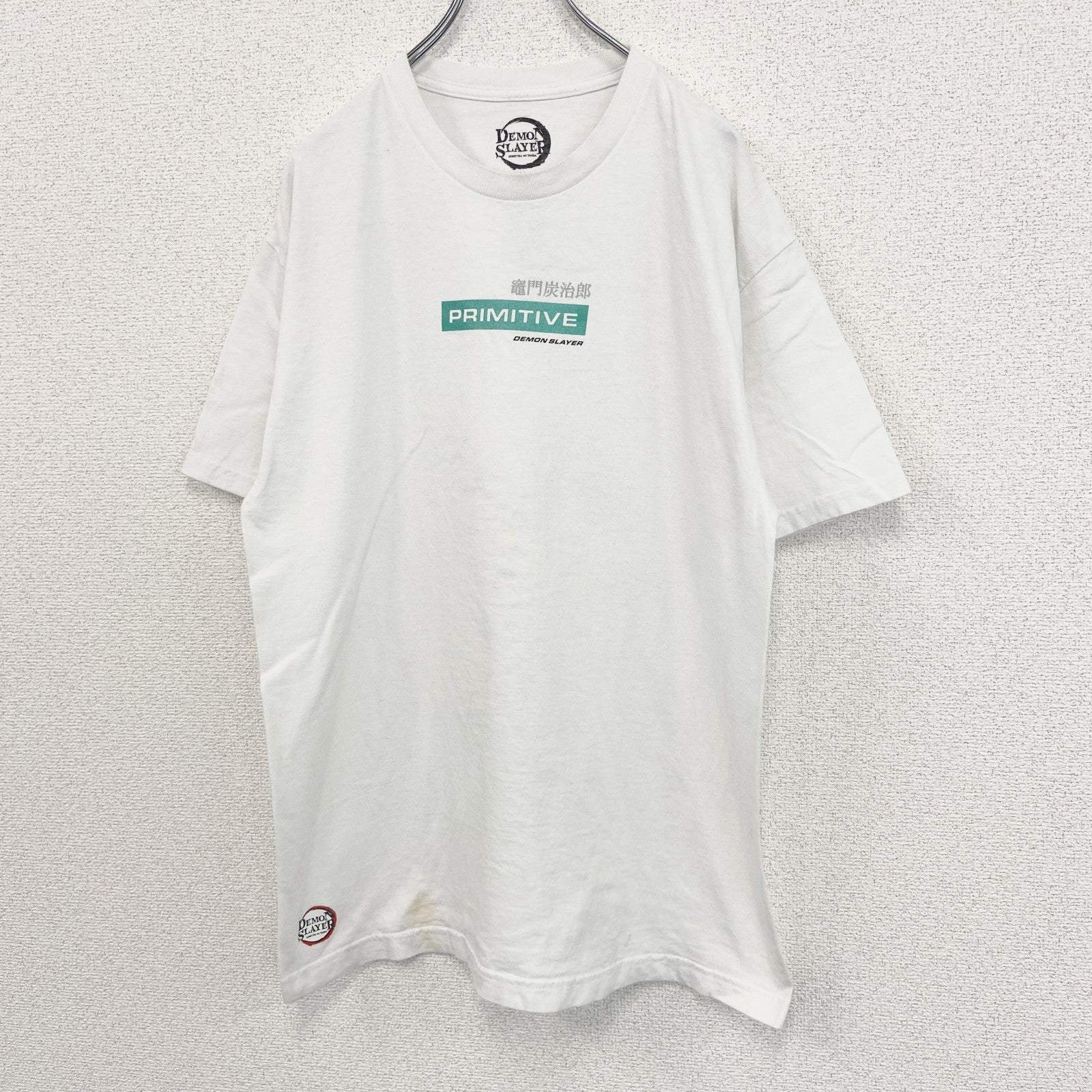 古着 used　DEMON SLAYER　半袖アニメプリントTシャツ　鬼滅の刃　竃門炭治郎　白　クルーネック　Lサイズ